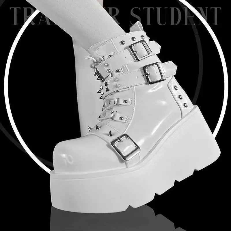 Women'S Fashion Jewellery - Bottines Punk en cuir verni avec