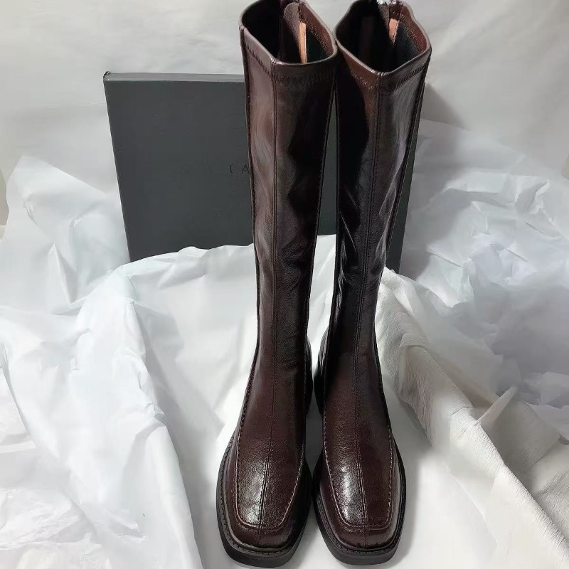Women'S Fashion Knee High Boots - Bottines longues à bout rond et