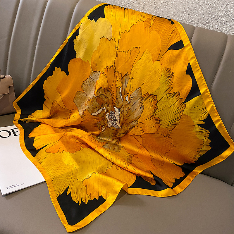 Women Fashion Necktie - Foulard en Satin de Soie Imprimé