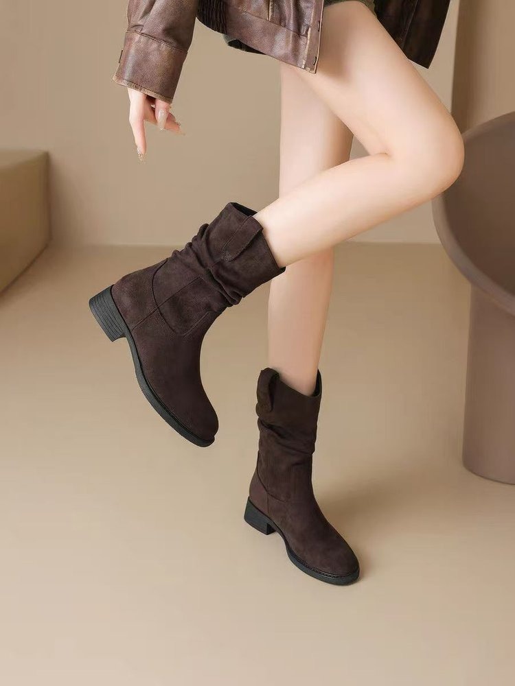Women'S Fashion Korea - Bottes mi-mollet à talon bloc en