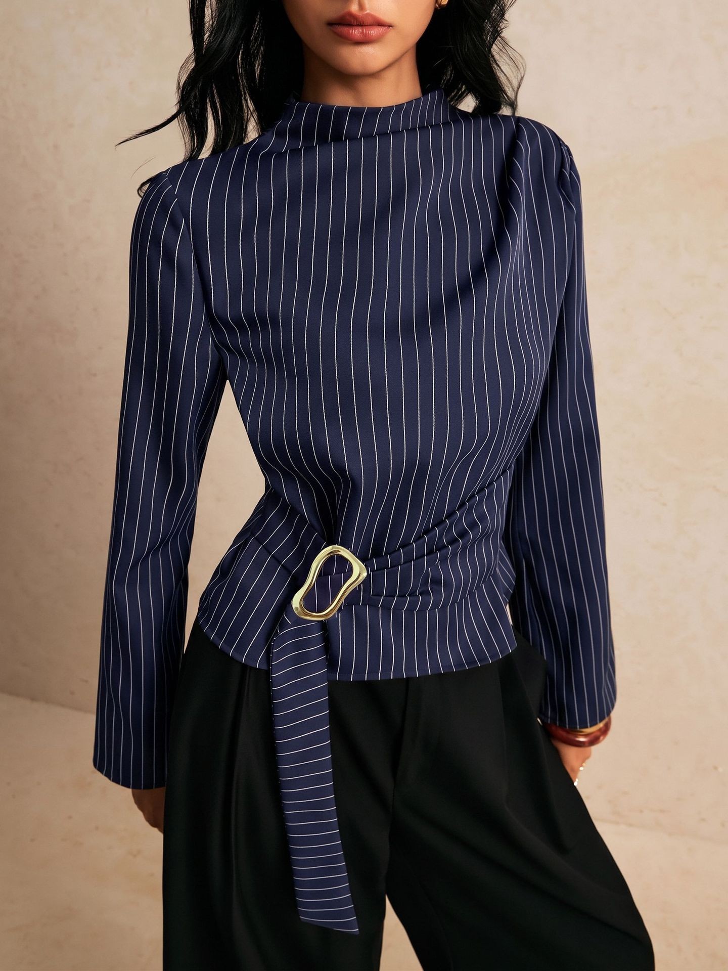Haut à manches bouffantes, tai - Women Fashion Necktie avis et prix