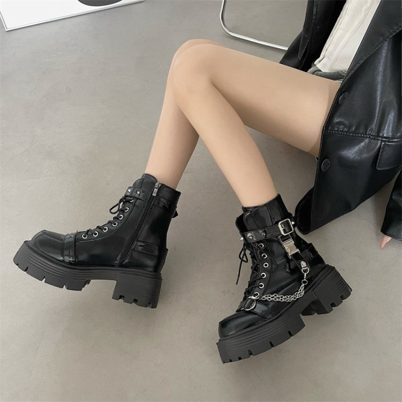 Bottines Punk en cuir verni av - Women'S Fashion Jewellery avis et prix